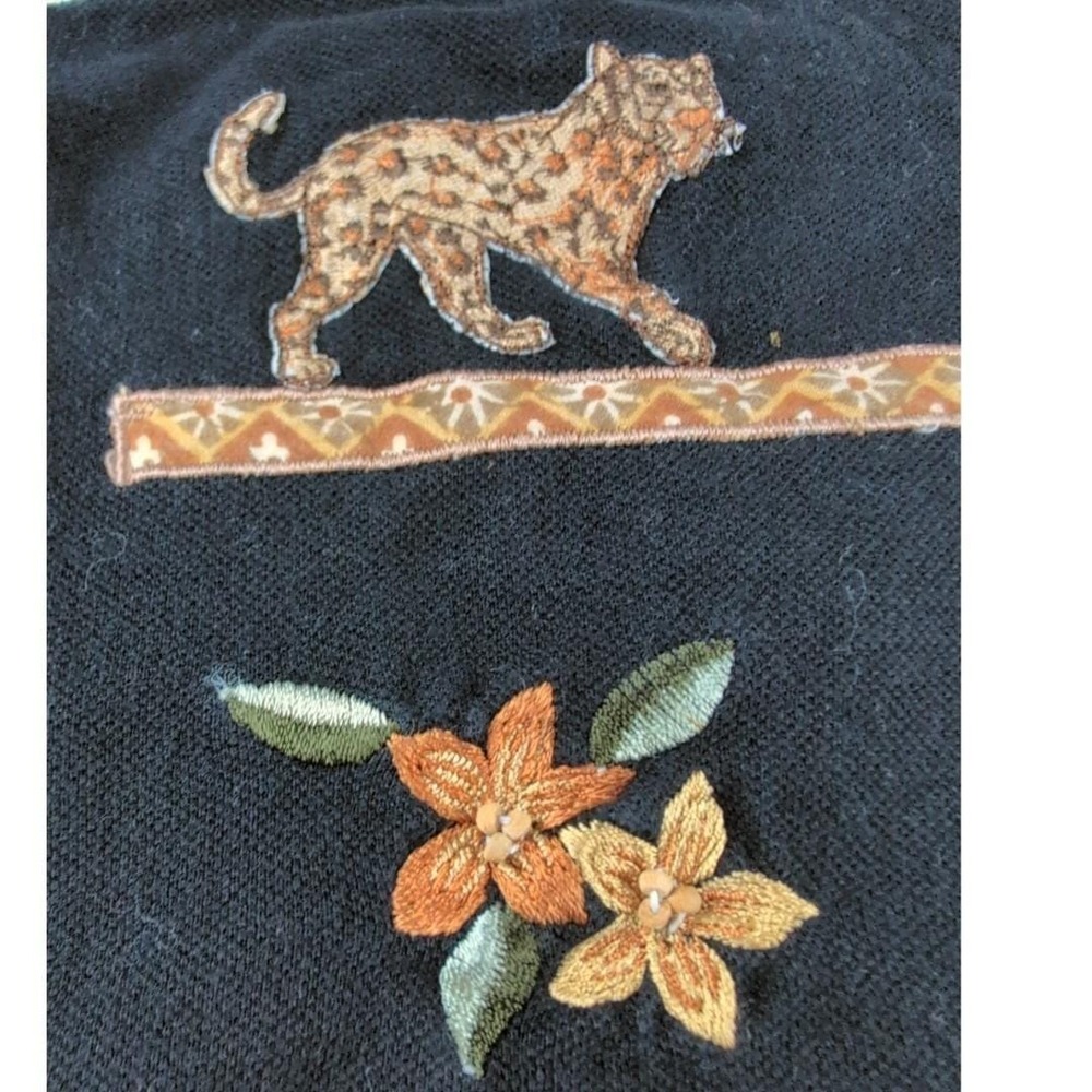 Vintage 1980s Embroidered‎ Vest Jungle Beaded Floral Size M Victoria Jones - Picture 2 of 4